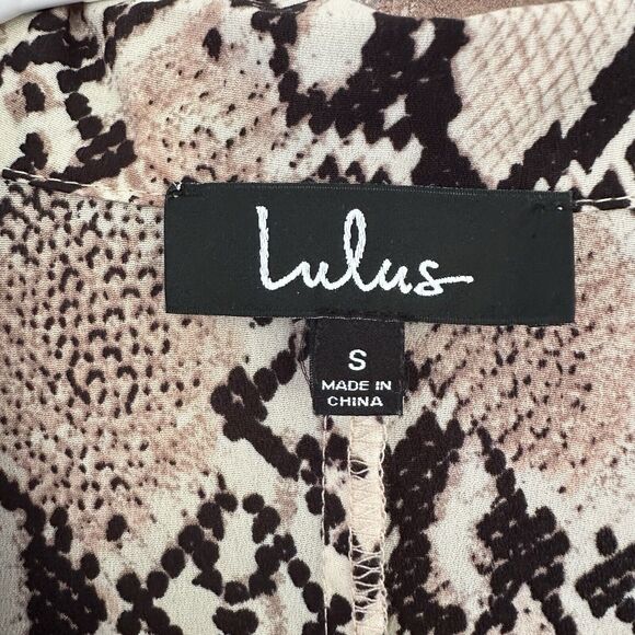 Lulu’s Chic Beige Snakeskin Print Midi Button Up Shirt Dress Small - Picture 7 of 11